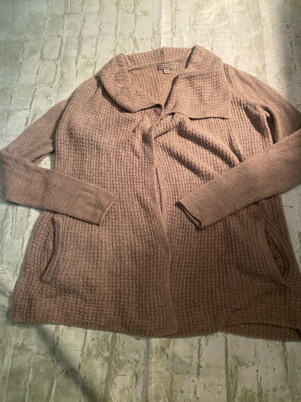 Barefoot Dreams Waffle-Knit Cardigan - beige